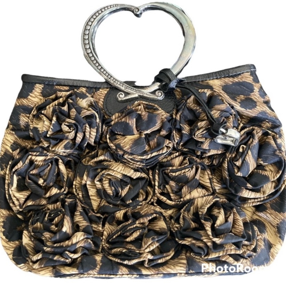 BRIGHTON Kimbell Leopard Prints Roses Heart Shape Handles Bouquet Bag